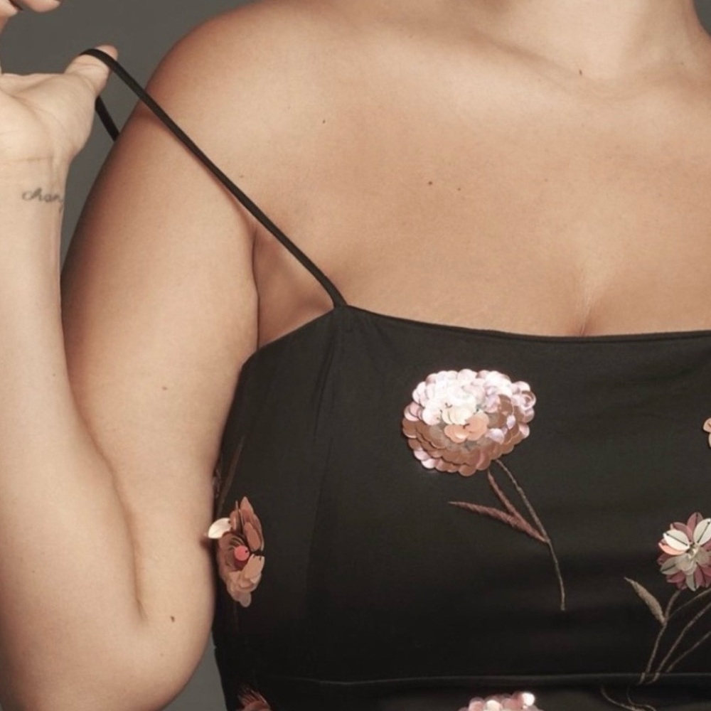 Anthropologie Black Dress with Floral Embroidery
